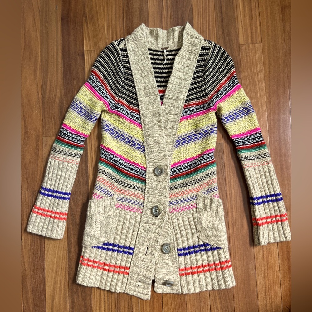 Free People Striped Multicolor Women's Cardigan Sweater